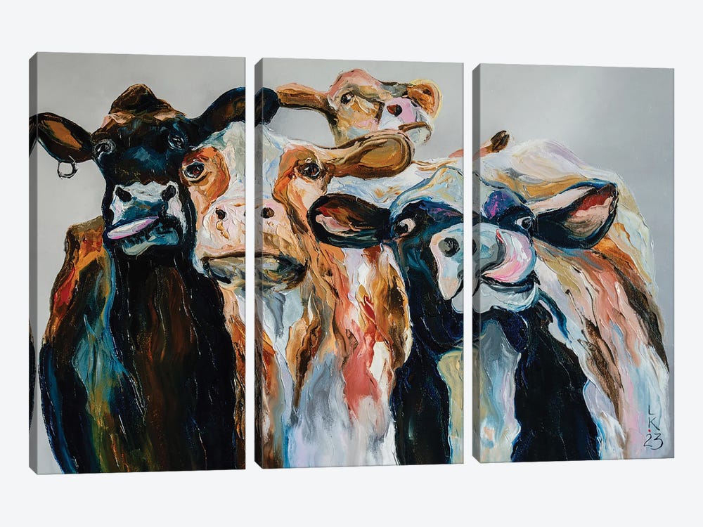 Cows' Party by KuptsovaArt 3-piece Art Print