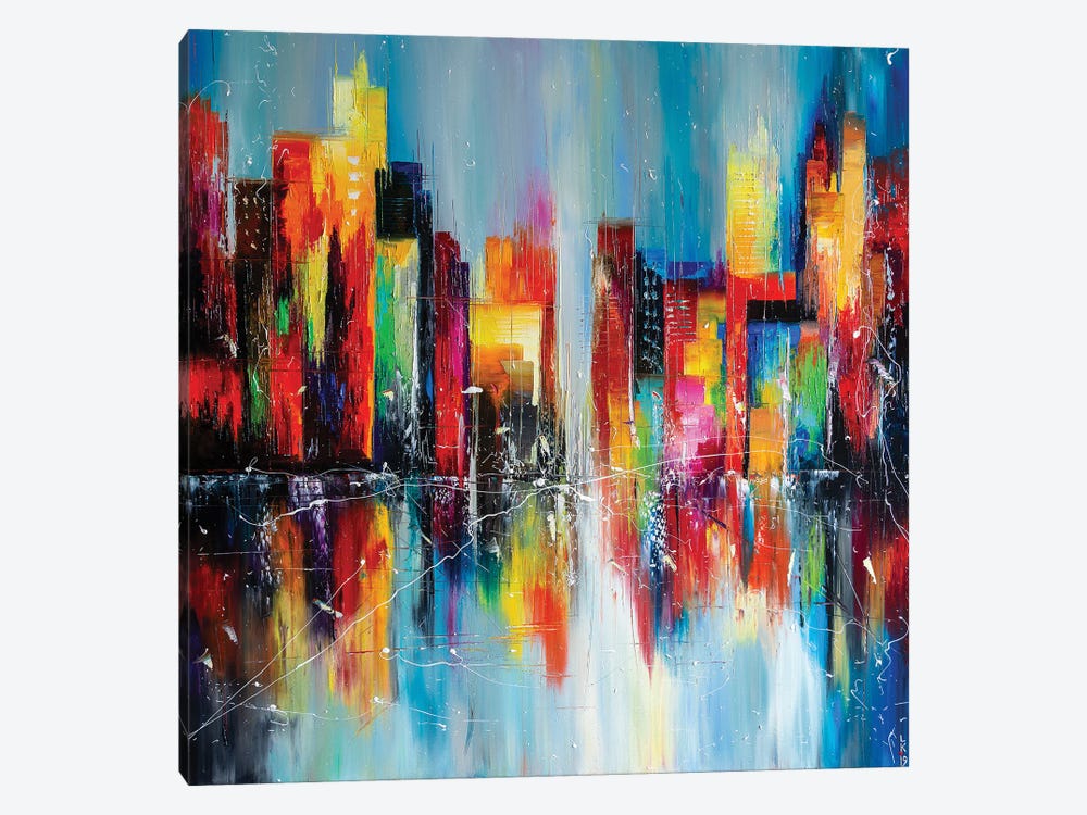 Down Town After Rain by KuptsovaArt 1-piece Canvas Wall Art
