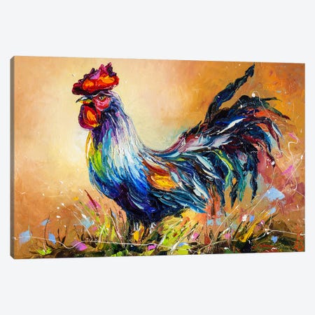 Rooster In The Yard Canvas Print #KPV520} by KuptsovaArt Canvas Art