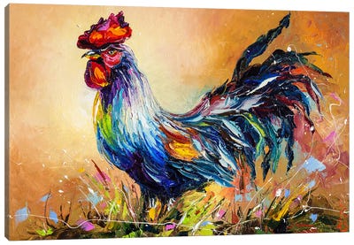 Rooster In The Yard Canvas Art Print - KuptsovaArt