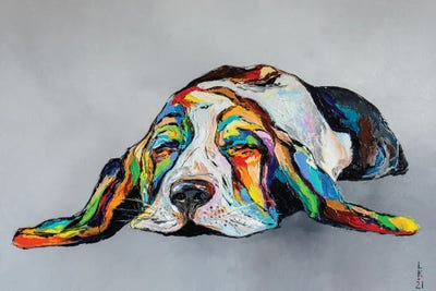 Dreaming Busset Hound by KuptsovaArt canvas print