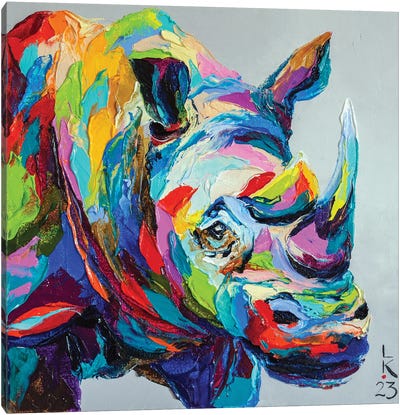 Colored Rhinoceros Canvas Art Print - Rhinoceros Art