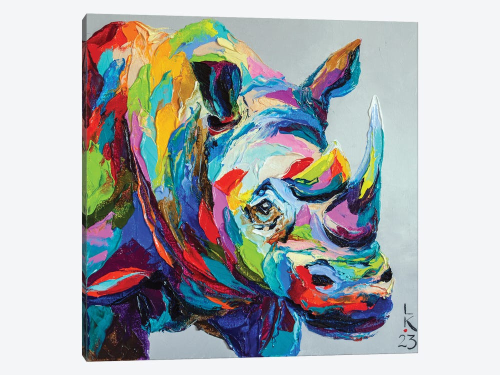 Colored Rhinoceros by KuptsovaArt 1-piece Canvas Wall Art