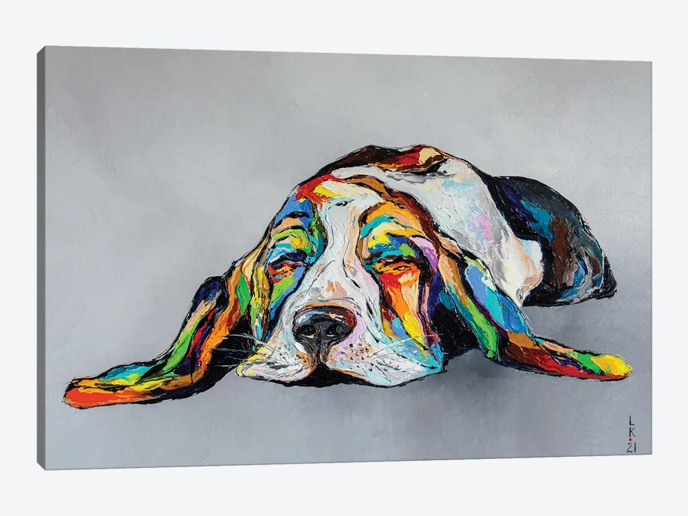 Dreaming Busset Hound by KuptsovaArt 1-piece Canvas Print