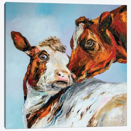 Cow's Tenderness Canvas Print #KPV540} by KuptsovaArt Canvas Art