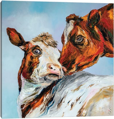 Cow's Tenderness Canvas Art Print - KuptsovaArt
