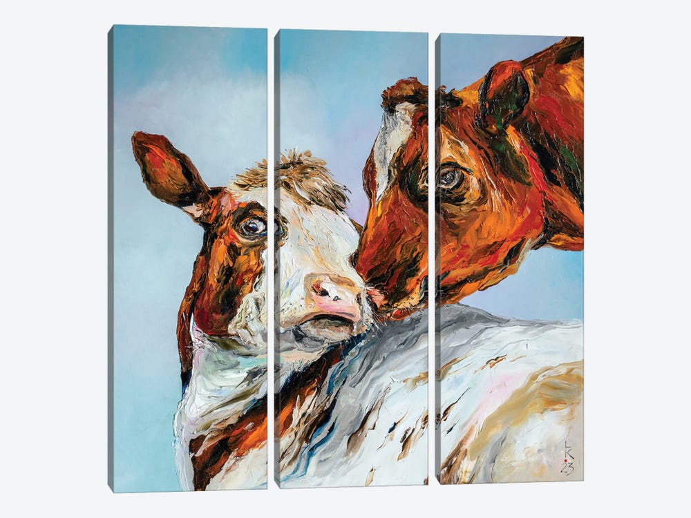 Cow's Tenderness by KuptsovaArt 3-piece Canvas Wall Art