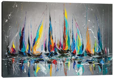 Colorful Yachts Canvas Art Print - KuptsovaArt