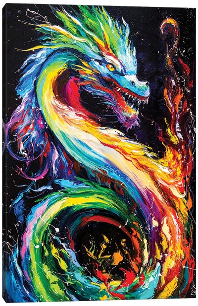 Fire Dragon Canvas Art Print - Dragon Art