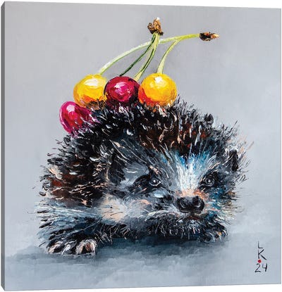 Cherry Lover Canvas Art Print - Hedgehogs