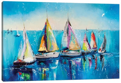 Waiting For The Wind Canvas Art Print - Sailboat Art