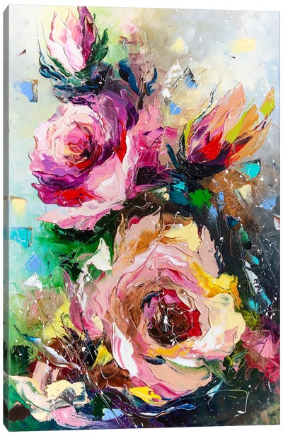 Symphony Of Blooming Roses Canvas Art Print - KuptsovaArt