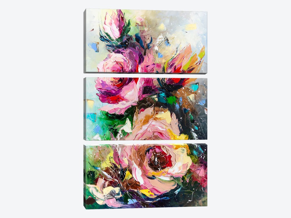 Symphony Of Blooming Roses by KuptsovaArt 3-piece Canvas Wall Art