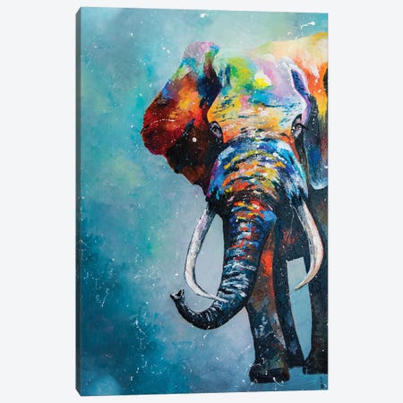 Colorful Elephant Canvas Art by Leon Devenice