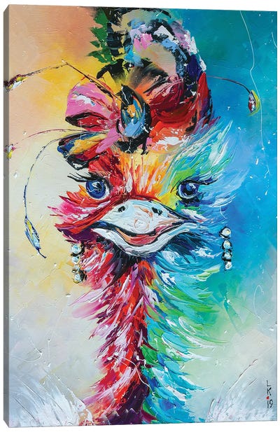 Fashinable Ostrich Canvas Art Print - Ostrich Art