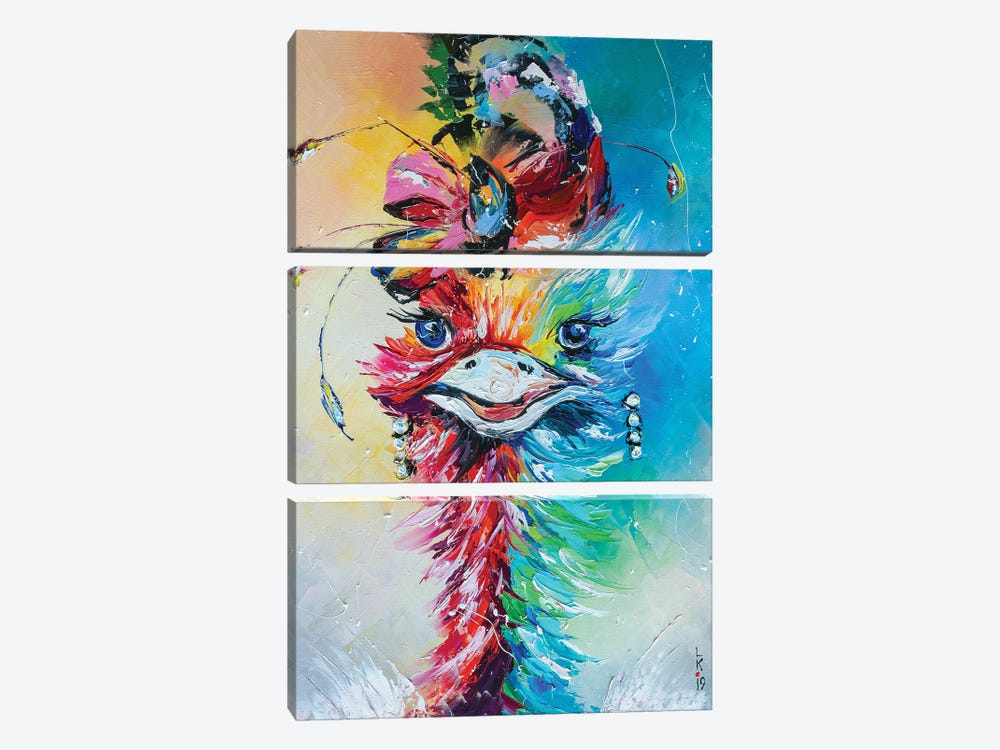 Fashinable Ostrich by KuptsovaArt 3-piece Canvas Art