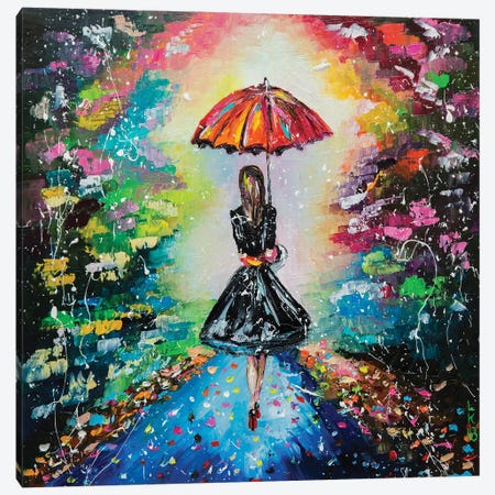 Girl With Red Umbrella Canvas Print #KPV77} by KuptsovaArt Canvas Art Print