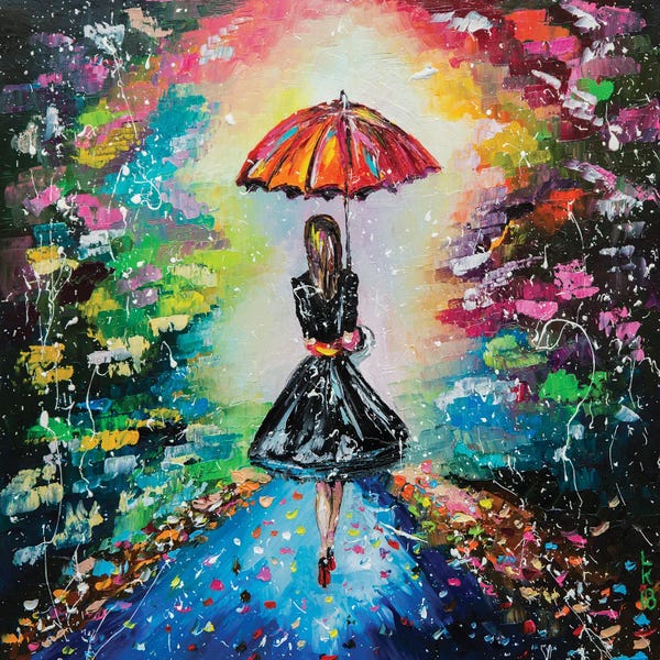 Strolls In The City: Girl With Red Umbrella by KuptsovaArt