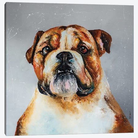 Hey Bulldog Canvas Print #KPV82} by KuptsovaArt Canvas Art Print