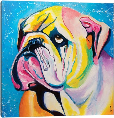 Hey Bulldog II Canvas Art Print - Bulldog Art
