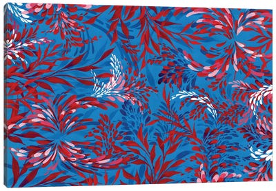 Red On Blue Canvas Art Print - Shushanik Karapetyan