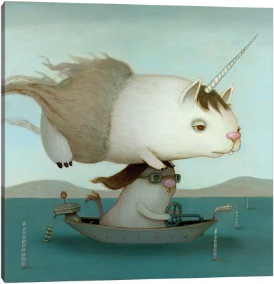 Motorboatn Canvas Art Print - Unicorn Art