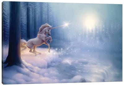 The Crystal Forest Canvas Art Print - Unicorn Art