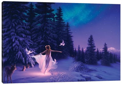 Welcoming The Dawn Canvas Art Print - Winter Wonderland