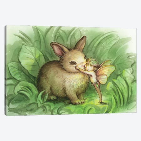 Fairy Prince With Bunny Canvas Print #KRE39} by Kirk Reinert Canvas Art