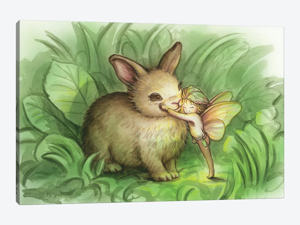 Fairy Prince With Bunny by Kirk Reinert 1-piece Canvas Wall Art
