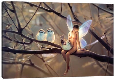 Feathered Friends, Day Canvas Art Print - Mythical Creature Art
