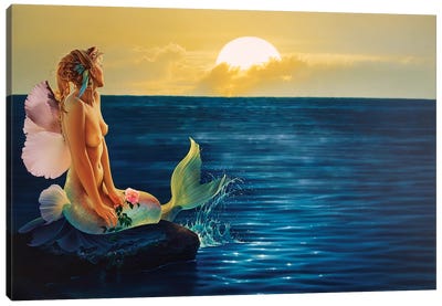Rising To Greet The Dawn Canvas Art Print - Mermaid Art
