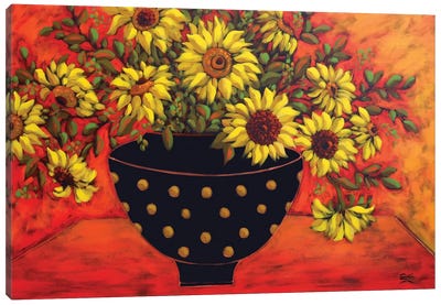 Sunflowers Canvas Art Print - Polka Dot Patterns
