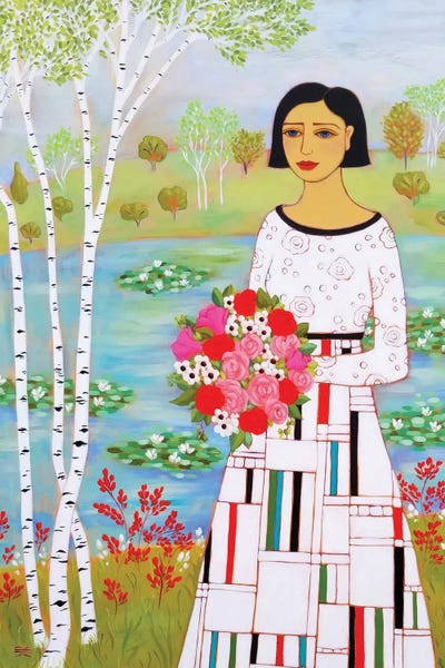 Ponds: Woman With Birches by Karen Rieger