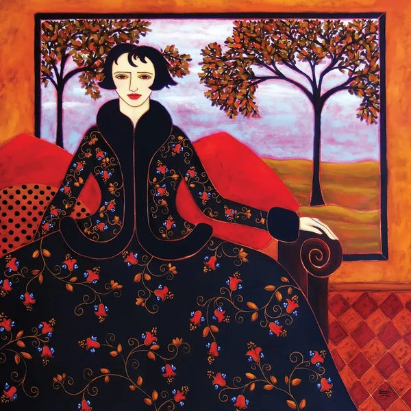 Woman With Evening Landscape