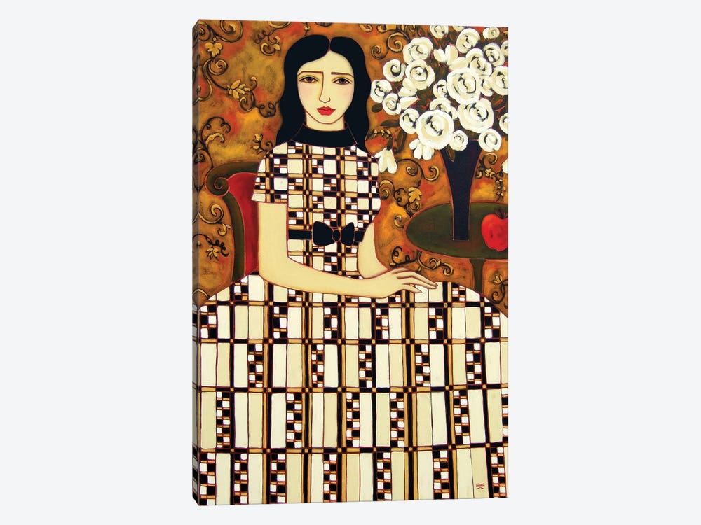 Woman With Ivory Roses And Apple by Karen Rieger 1-piece Canvas Art Print