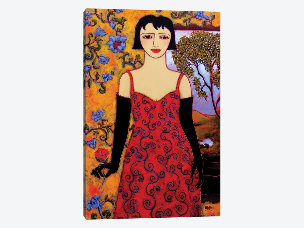 Woman With Landscape And Rose by Karen Rieger 1-piece Canvas Artwork