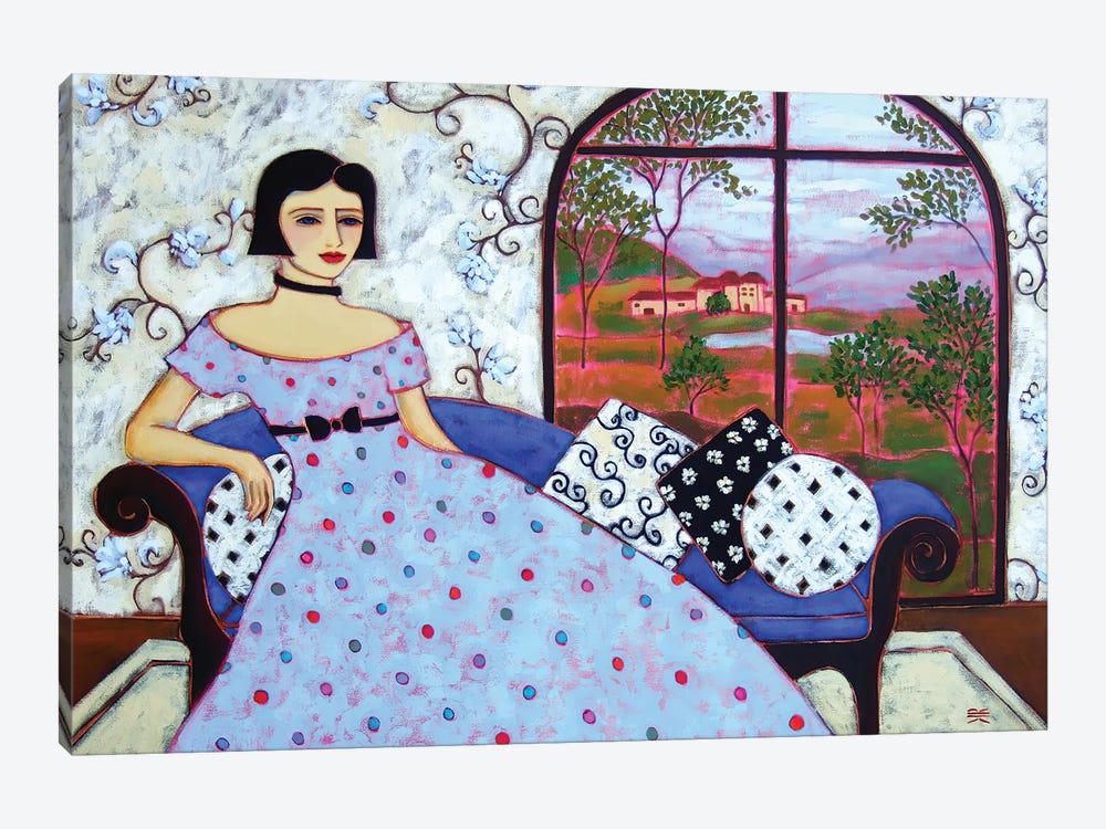 Woman With Polka Dot Gown by Karen Rieger 1-piece Canvas Artwork
