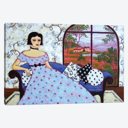 Woman With Polka Dot Gown Canvas Print #KRG23} by Karen Rieger Canvas Print
