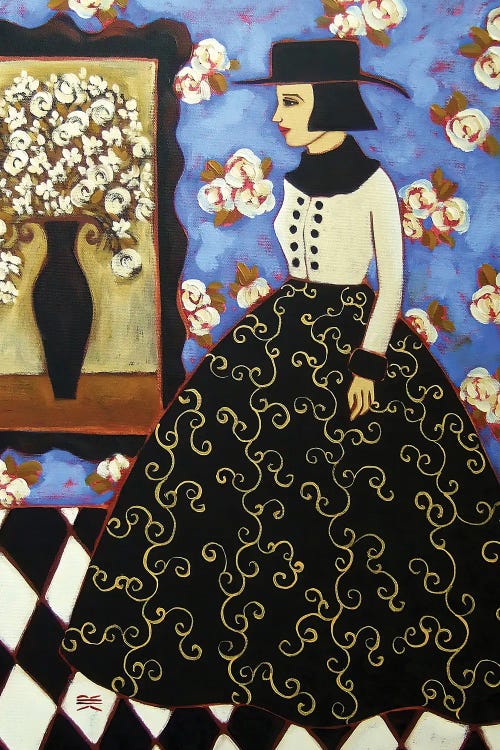 Woman With White Roses