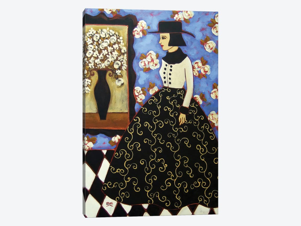 Woman With White Roses by Karen Rieger 1-piece Canvas Artwork