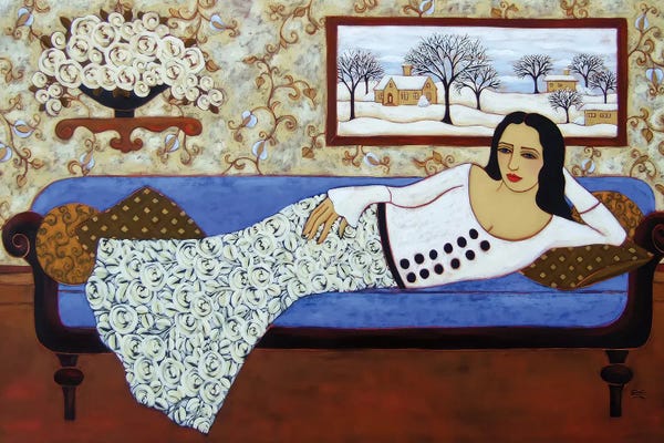 Fine Art Print: Woman With Winter Landscape by Karen Rieger