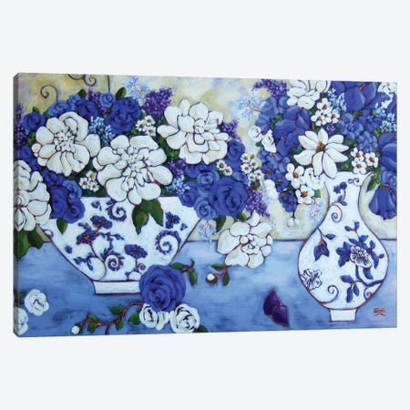 Blue And White Canvas Print #KRG2} by Karen Rieger Art Print
