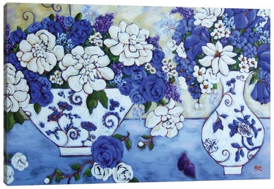 Blue And White Canvas Art Print - Karen Rieger