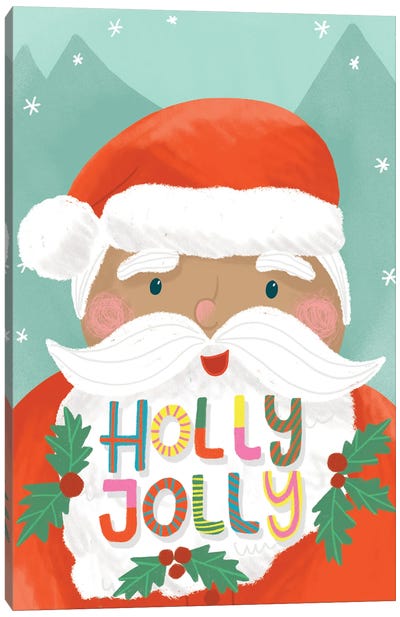 Holly Jolly Canvas Art Print - Santa Claus Art