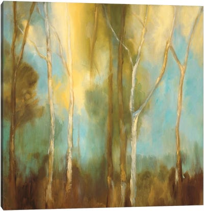 Bare Trees I Canvas Art Print - Soft Yellow & Blue