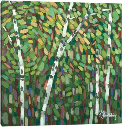 Summer Birches With Wind In Motion Canvas Art Print - Birch Tree Art