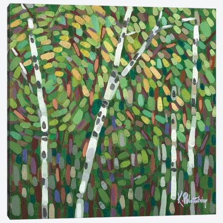 Summer Birches With Wind In Motion Canvas Print #KRP55} by Kristen Leigh Canvas Wall Art