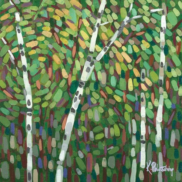 Birch Trees: Summer Birches With Wind In Motion by Kristen Leigh