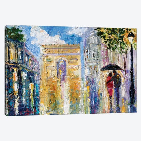 Paris Rainy Romance Canvas Print #KRT107} by Karen Tarlton Canvas Wall Art
